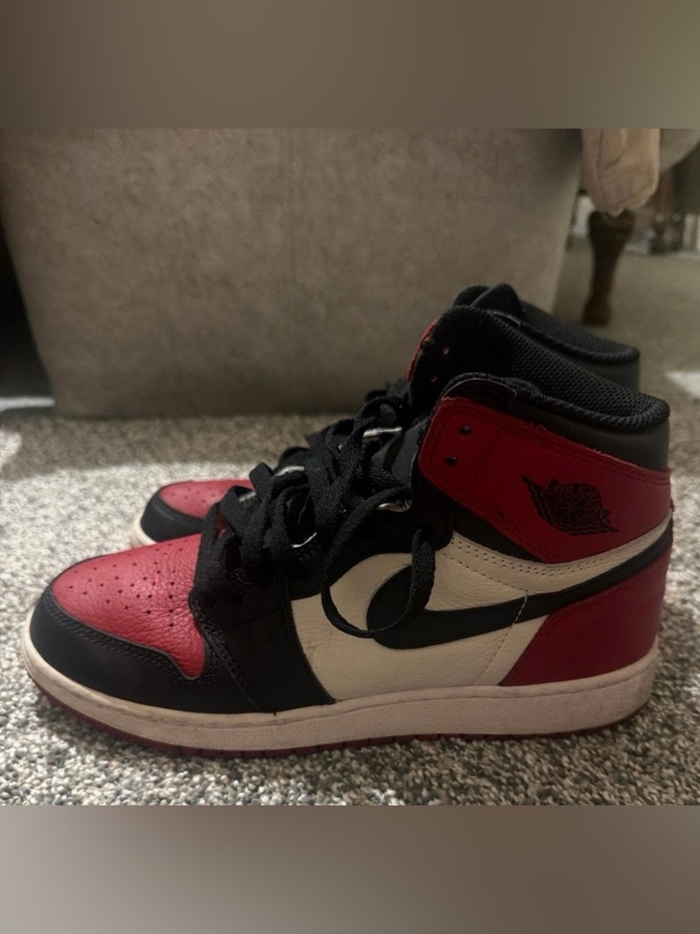 Nike jordan bred toe size boys